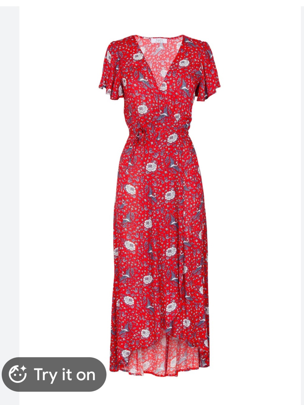 Auguste The Label Size US 6 Valentina Fiesta Red Floral Wrap Maxi Dress Party